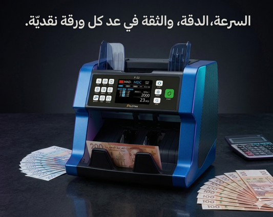 جهاز عدّ النقود المعتمد من البنوك المغربية | دقة أبناك في متجرك أو مكتبك F-22