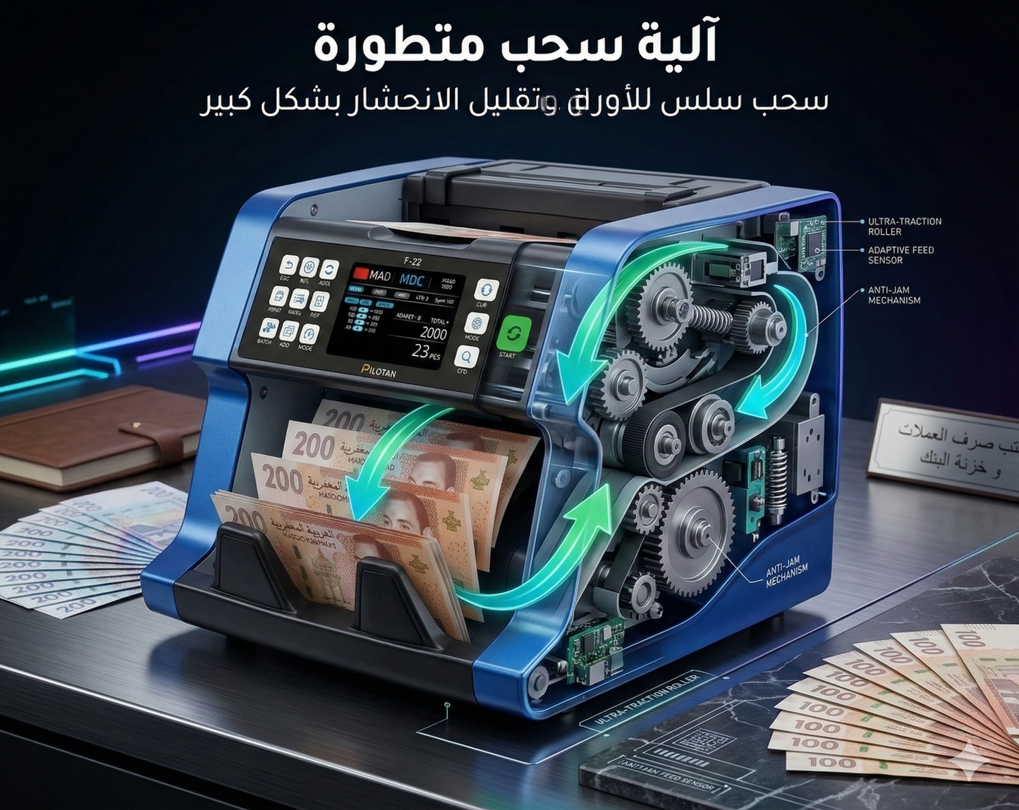جهاز عدّ النقود المعتمد من البنوك المغربية | دقة أبناك في متجرك أو مكتبك F-22