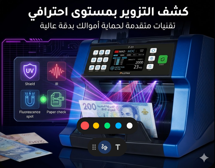 جهاز عدّ النقود المعتمد من البنوك المغربية | دقة أبناك في متجرك أو مكتبك F-22